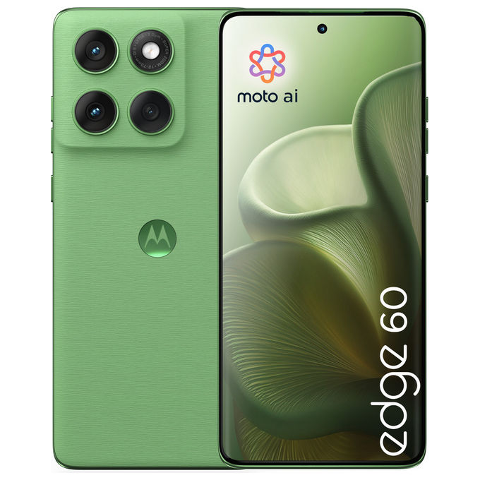 Motorola edge 60 smartphone, 8 GB RAM, 512 GB, display 6.67'' pOLED 120 Hz, 5G, tripla cam 50 MP, batteria 5200 mAh, IP68, verde