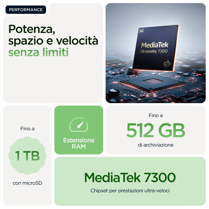 Motorola edge 60 smartphone, 8 GB RAM, 512 GB, display 6.67'' pOLED 120 Hz, 5G, tripla cam 50 MP, batteria 5200 mAh, IP68, verde
