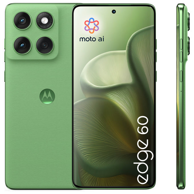 Motorola edge 60 smartphone, 8 GB RAM, 512 GB, display 6.67'' pOLED 120 Hz, 5G, tripla cam 50 MP, batteria 5200 mAh, IP68, verde