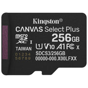 Kingston scheda microSDXC 256 GB Canvas Select Plus Gen3, 150 MB-s, classe 10, UHS-I U1, V30, A1, senza adattatore SD