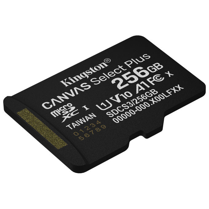 Kingston scheda microSDXC 256 GB Canvas Select Plus Gen3, 150 MB-s, classe 10, UHS-I U1, V30, A1, senza adattatore SD