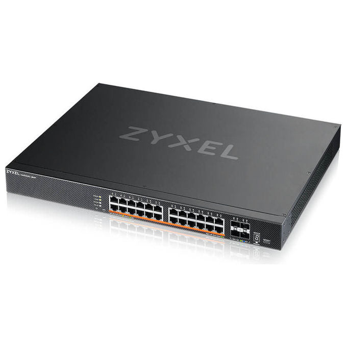 Zyxel switch gestito L2-L3 XMG2230-28HP, 24 porte 2.5G PoE++, 4 porte 10G SFP+, 1440W PoE budget, rack 1U, nero