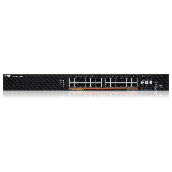 Zyxel switch gestito L2-L3 XMG2230-28HP, 24 porte 2.5G PoE++, 4 porte 10G SFP+, 1440W PoE budget, rack 1U, nero