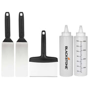 Blackstone kit utensili per piastra 5230, 5 pezzi, 2 spatole acciaio inox, raschietto, 2 bottiglie 0,5 litri