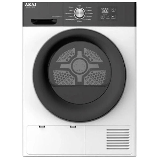 Akai ASC9016EWK-W Asciugatrice Pompa di Calore 9 Kg Classe E 12 Programmi Libera Installazione (84.5x59.6x62.5 cm) colore Bianco