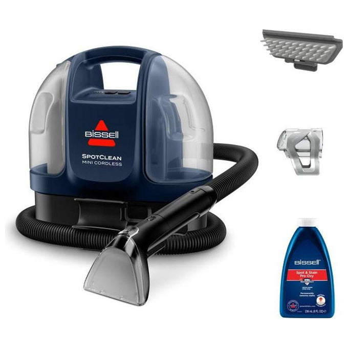 Bissell SpotClean Mini Cordless, smacchiatore portatile a batteria, 0,5 l, 20 min, tappeti e tappezzeria, nero blu