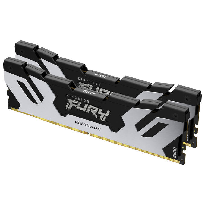Kingston fury renegade, memoria ram ddr5 96gb, kit 2x48gb, 6000mt-s, cl32, intel xmp 3.0, dissipatore argento, 288-pin dimm