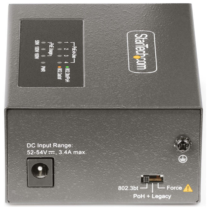 StarTech.com iniettore PoE++ multi-gigabit 4 porte, NBASE-T 5G 2.5G 1G, 802.3af 802.3at 802.3bt, 160W, montaggio parete guida DIN