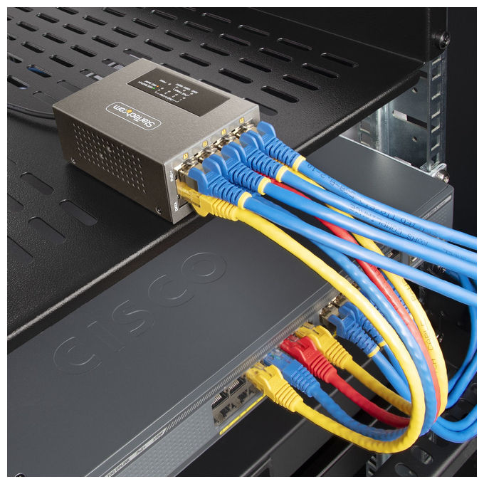 StarTech.com iniettore PoE++ multi-gigabit 4 porte, NBASE-T 5G 2.5G 1G, 802.3af 802.3at 802.3bt, 160W, montaggio parete guida DIN