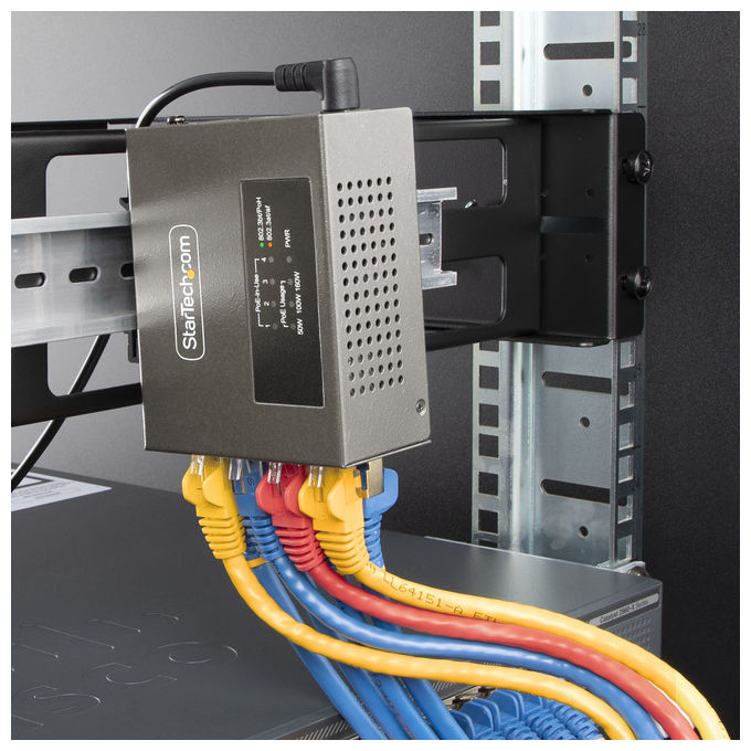 StarTech.com iniettore PoE++ multi-gigabit 4 porte, NBASE-T 5G 2.5G 1G, 802.3af 802.3at 802.3bt, 160W, montaggio parete guida DIN