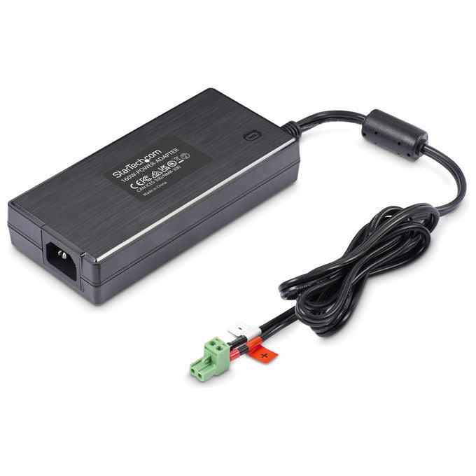 StarTech.com adattatore di alimentazione universale 160w, 24v 6,6a, ingresso 100-240v ac, morsettiera 2 e 3 poli, cavo 1,2m, per hub usb industriali, nero