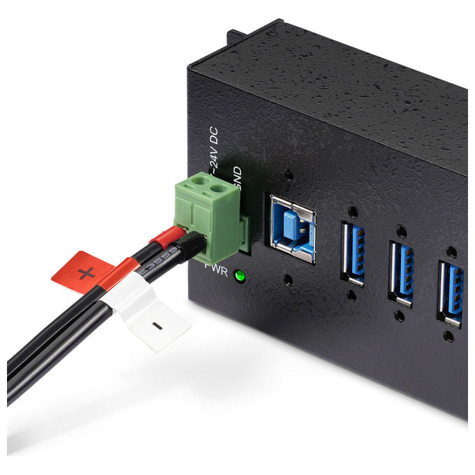 StarTech.com adattatore di alimentazione universale 160w, 24v 6,6a, ingresso 100-240v ac, morsettiera 2 e 3 poli, cavo 1,2m, per hub usb industriali, nero