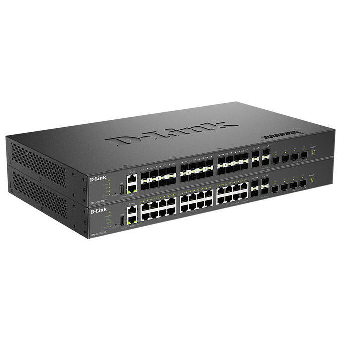 D-Link switch di rete gestito L3 DXS-3410-32SY, 28 slot SFP+, 4 porte SFP28, 760 Gbit-s, rack, impilabile, nero