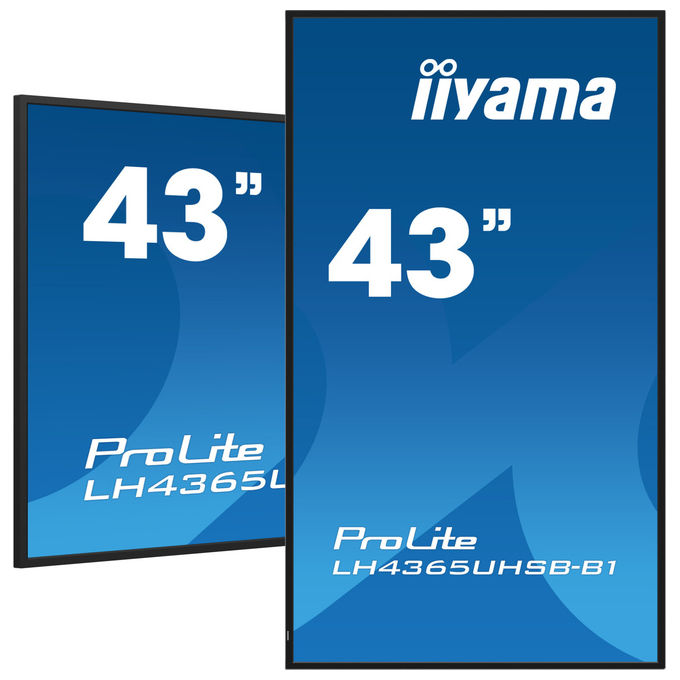 Iiyama ProLite LH4365UHSB-B1, monitor 43 pollici segnaletica digitale, 4K UHD, 800 cd-m², Android 11, 24-7, Wi-Fi, nero