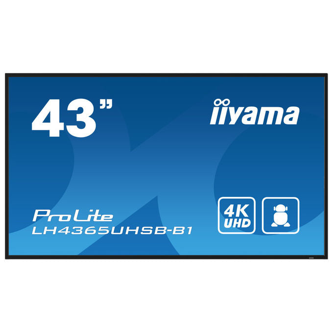 Iiyama ProLite LH4365UHSB-B1, monitor 43 pollici segnaletica digitale, 4K UHD, 800 cd-m², Android 11, 24-7, Wi-Fi, nero