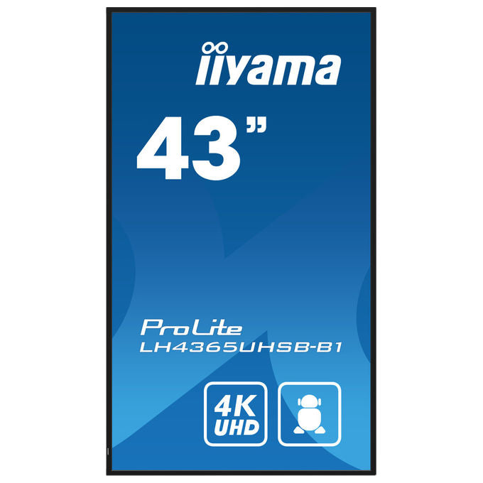 Iiyama ProLite LH4365UHSB-B1, monitor 43 pollici segnaletica digitale, 4K UHD, 800 cd-m², Android 11, 24-7, Wi-Fi, nero
