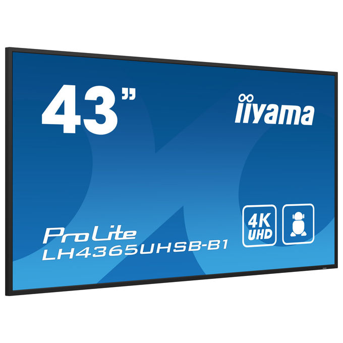 Iiyama ProLite LH4365UHSB-B1, monitor 43 pollici segnaletica digitale, 4K UHD, 800 cd-m², Android 11, 24-7, Wi-Fi, nero