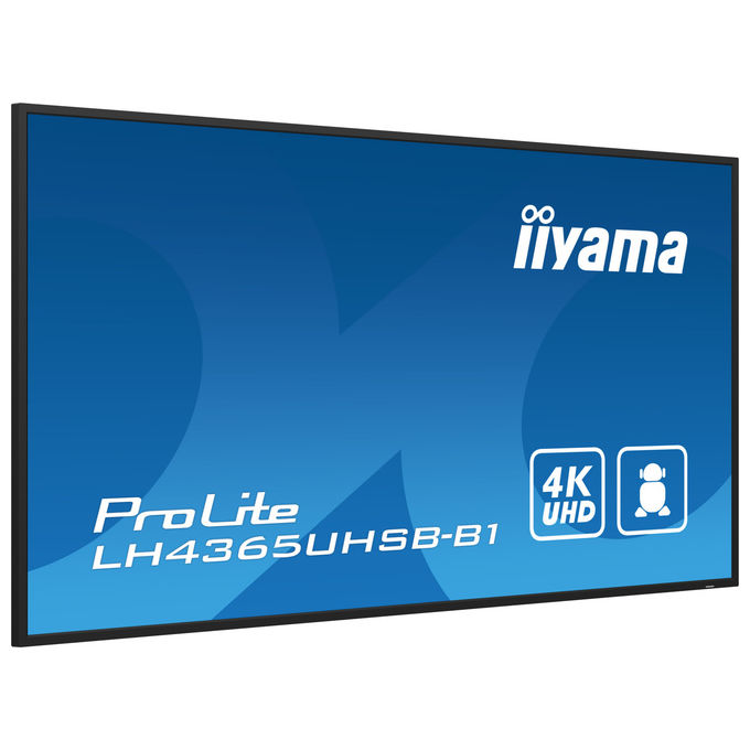 Iiyama ProLite LH4365UHSB-B1, monitor 43 pollici segnaletica digitale, 4K UHD, 800 cd-m², Android 11, 24-7, Wi-Fi, nero