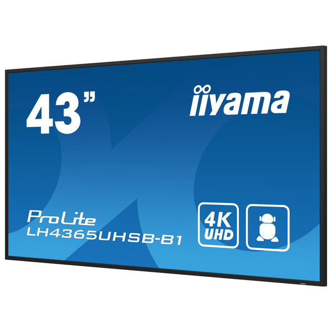 Iiyama ProLite LH4365UHSB-B1, monitor 43 pollici segnaletica digitale, 4K UHD, 800 cd-m², Android 11, 24-7, Wi-Fi, nero