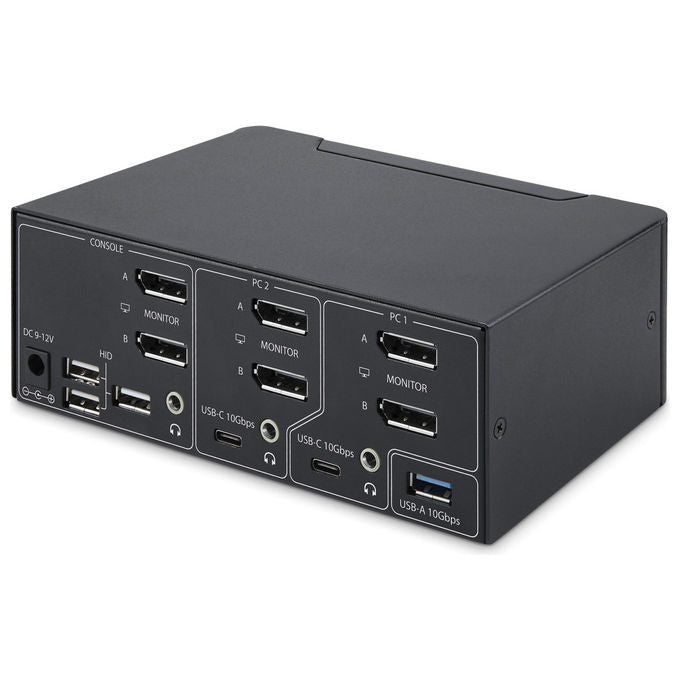 StarTech.com switch KVM DisplayPort doppio monitor, 2 porte, 8K 60Hz, 4K 144Hz, DP 1.4, 2x USB 10Gbps, 4x USB HID, nero