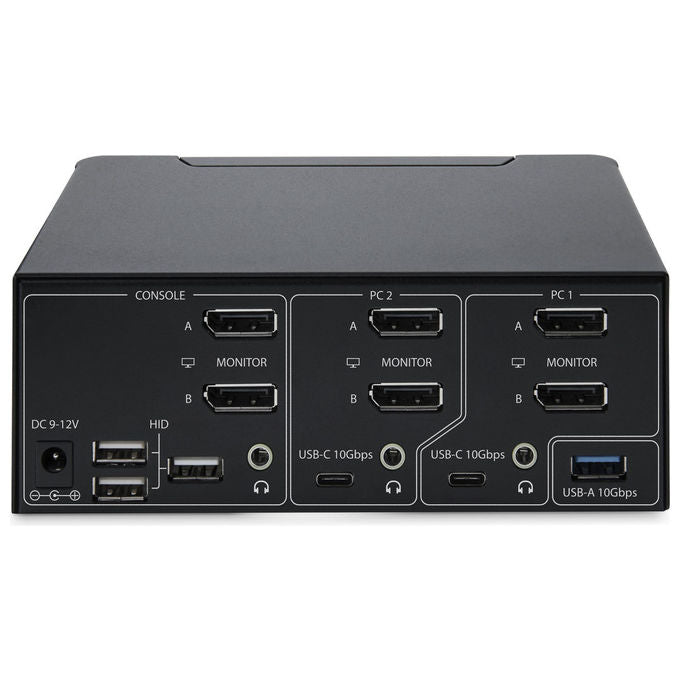 StarTech.com switch KVM DisplayPort doppio monitor, 2 porte, 8K 60Hz, 4K 144Hz, DP 1.4, 2x USB 10Gbps, 4x USB HID, nero