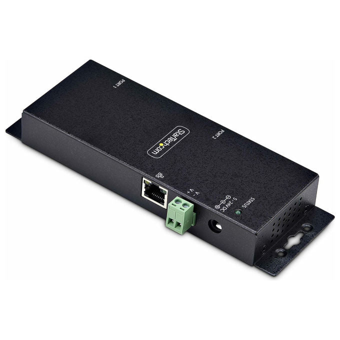StarTech.com server seriale su IP 2 porte, adattatore RS232 su ethernet, connettori DB9 e RJ45, montaggio parete o guida DIN, scocca in metallo