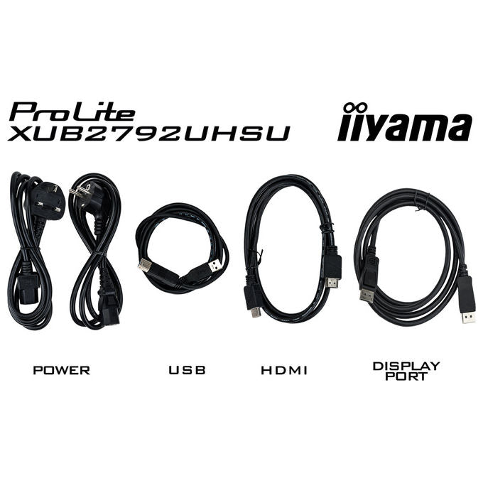 Iiyama ProLite XUB2792UHSU-B6, monitor 27 pollici, 4K Ultra HD IPS, 60Hz, 4ms, hub USB 3.2, USB-C, altoparlanti integrati, regolazione altezza, nero