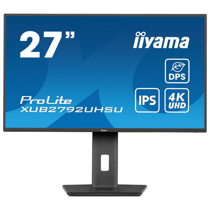 Iiyama ProLite XUB2792UHSU-B6, monitor 27 pollici, 4K Ultra HD IPS, 60Hz, 4ms, hub USB 3.2, USB-C, altoparlanti integrati, regolazione altezza, nero
