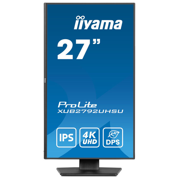 Iiyama ProLite XUB2792UHSU-B6, monitor 27 pollici, 4K Ultra HD IPS, 60Hz, 4ms, hub USB 3.2, USB-C, altoparlanti integrati, regolazione altezza, nero