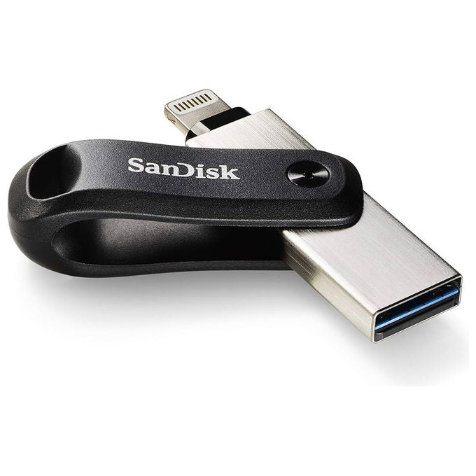 SanDisk iXpand chiavetta USB 256 GB, connettori Lightning e USB-C, backup automatico, protezione password, Metallic Sky