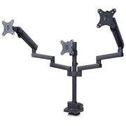 StarTech.com supporto tre monitor fino a 27 pollici, VESA 75x75 e 100x100, bracci a molla senza attrezzi, morsetto a C, nero