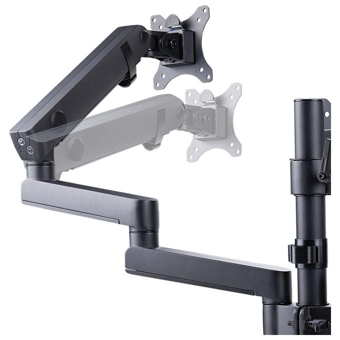 StarTech.com supporto tre monitor fino a 27 pollici, VESA 75x75 e 100x100, bracci a molla senza attrezzi, morsetto a C, nero