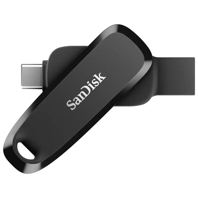 SanDisk chiavetta USB-C e USB-A 256 GB, ultra veloce 100 MB-s, USB 3.2 Gen 1, design girevole, nera, SDDDC6-256G-G46