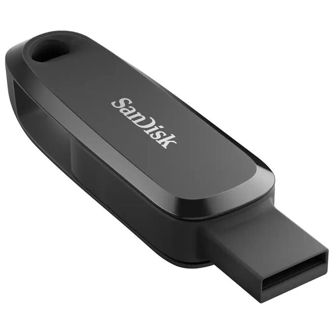 SanDisk chiavetta USB-C e USB-A 256 GB, ultra veloce 100 MB-s, USB 3.2 Gen 1, design girevole, nera, SDDDC6-256G-G46