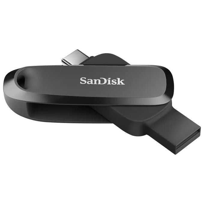 SanDisk chiavetta USB-C e USB-A 256 GB, ultra veloce 100 MB-s, USB 3.2 Gen 1, design girevole, nera, SDDDC6-256G-G46