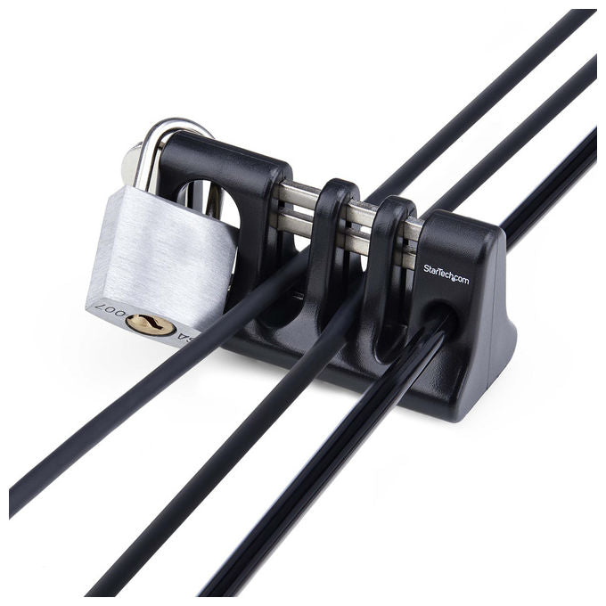 StarTech.com blocco sicurezza cavi periferiche, tastiera e mouse, 3 slot, compatibile lucchetto laptop, nero, antifurto scrivania
