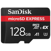 SanDisk microSDXC Express 128 GB, UHS-I U3, velocita' lettura 880 MB-s, scrittura 480 MB-s, A1, PCIe NVMe, impermeabile
