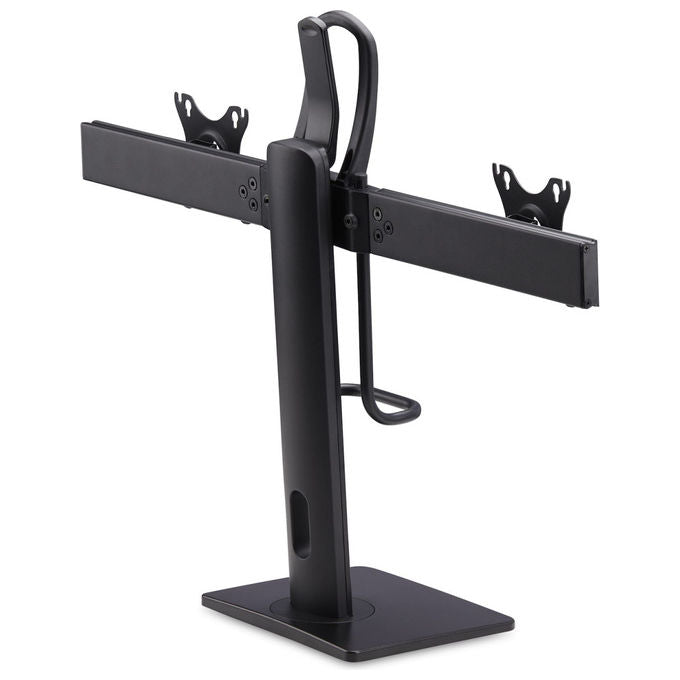 StarTech.com supporto da tavolo per due monitor, barra trasversale, schermi fino a 27 pollici, vesa 75x75 e 100x100, altezza regolabile, 6 kg per display, nero