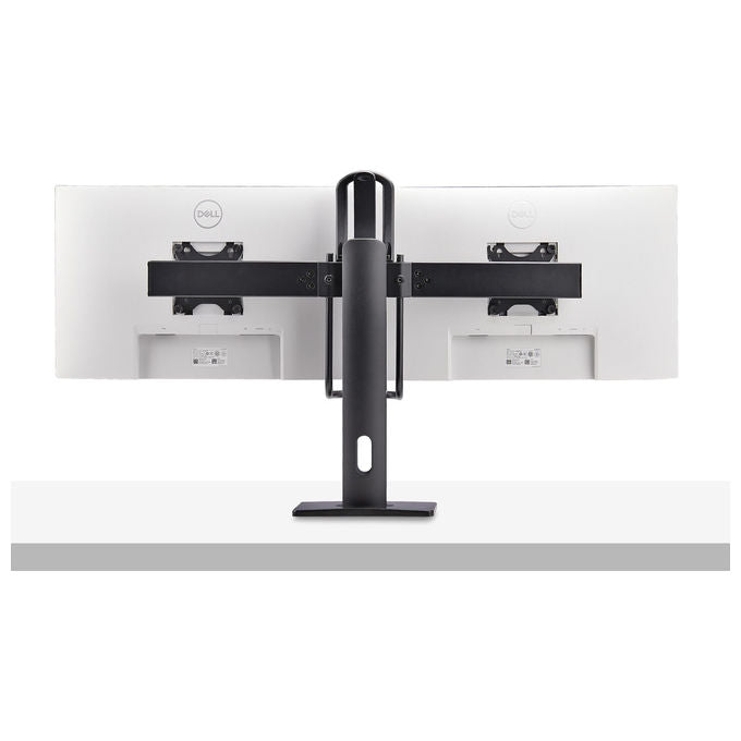 StarTech.com supporto da tavolo per due monitor, barra trasversale, schermi fino a 27 pollici, vesa 75x75 e 100x100, altezza regolabile, 6 kg per display, nero