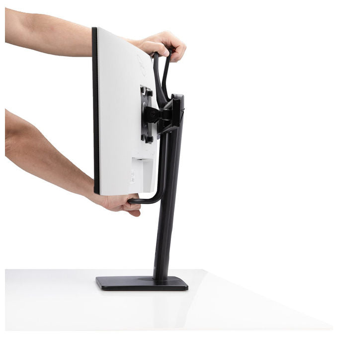 StarTech.com supporto da tavolo per due monitor, barra trasversale, schermi fino a 27 pollici, vesa 75x75 e 100x100, altezza regolabile, 6 kg per display, nero
