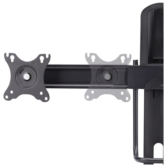 StarTech.com supporto da tavolo per due monitor, barra trasversale, schermi fino a 27 pollici, vesa 75x75 e 100x100, altezza regolabile, 6 kg per display, nero