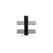 StarTech mensola a parete per dispositivi av, 2 ripiani in vetro temperato nero, regolabile in altezza, 7 kg per ripiano, gestione cavi
