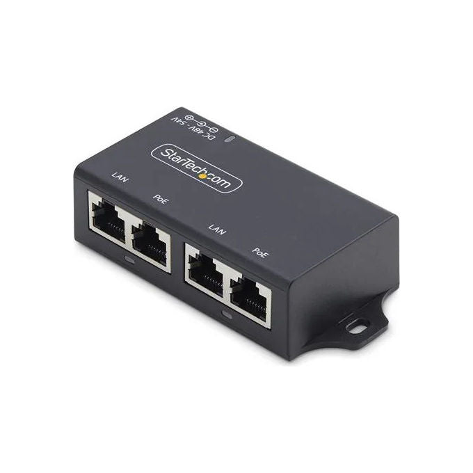 StarTech iniettore PoE+ midspan 2 porte Gigabit, 30W per porta, 10-100-1000 Mbps, IEEE 802.3af-at, montaggio a parete