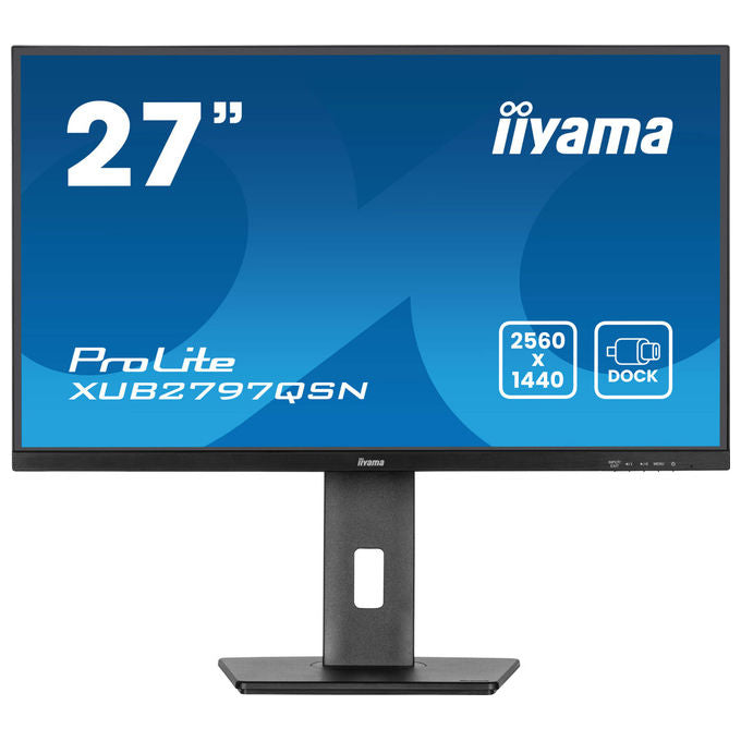 Iiyama XUB2797QSN-B2 ProLite Monitor PC 27'' QHD IPS 2560x1440 100Hz USB-C Dock 65W LAN RJ45 Altoparlanti colore Nero