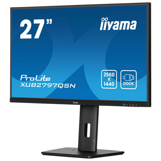 Iiyama XUB2797QSN-B2 ProLite Monitor PC 27'' QHD IPS 2560x1440 100Hz USB-C Dock 65W LAN RJ45 Altoparlanti colore Nero