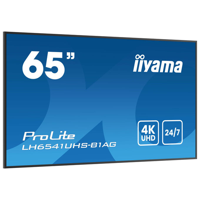 Iiyama ProLite LH6541UHS-B1AG, display segnaletica digitale 65 pollici, 4K UHD, pannello VA, 500 cd-m², 24-7, nero