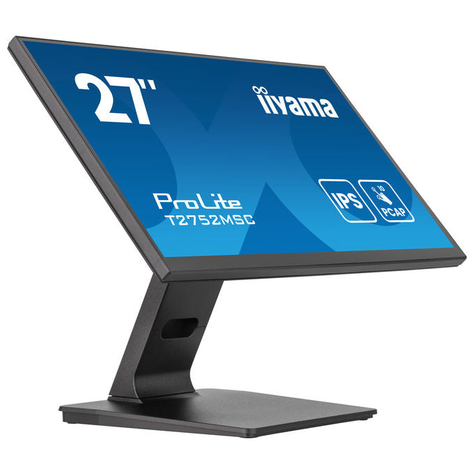 Iiyama ProLite T2752MSC-B1AG, monitor touch 27 pollici, IPS Full HD, PCAP 10 punti, 100Hz, hub USB 3.2, HDMI, DisplayPort, nero