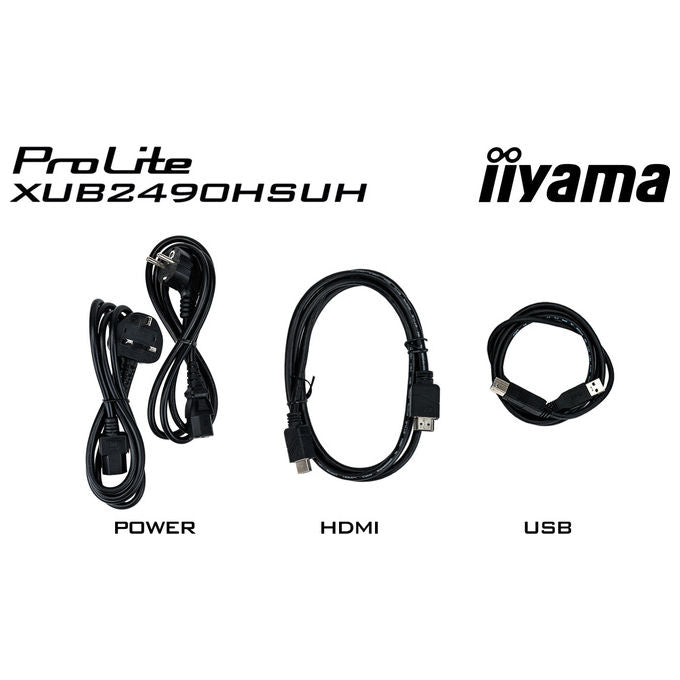 Iiyama XUB2490HSUH-B2 ProLite Monitor PC 23,8'' IPS Full HD 100Hz Webcam 5MP Hub USB 3.2 Flicker Free colore Nero