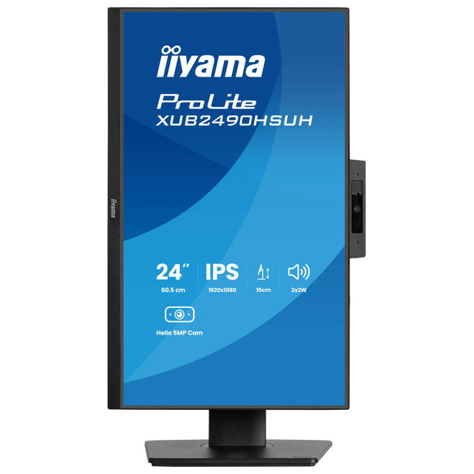 Iiyama XUB2490HSUH-B2 ProLite Monitor PC 23,8'' IPS Full HD 100Hz Webcam 5MP Hub USB 3.2 Flicker Free colore Nero