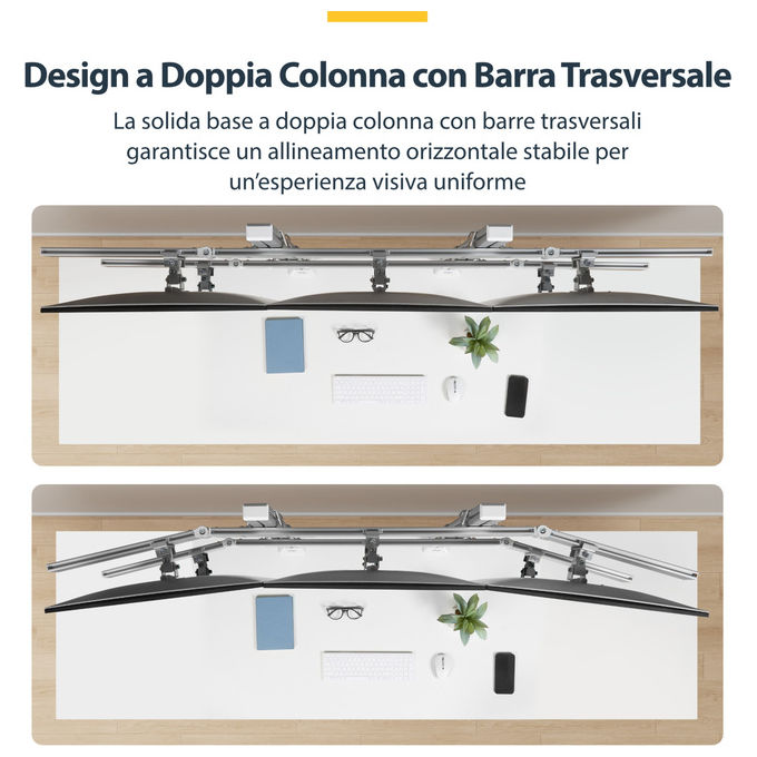StarTech.com supporto scrivania per 6 monitor, fino a 32'', configurazione 3x2, VESA 75x75 e 100x100 mm, regolabile, bianco